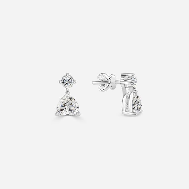 Drop Heart Diamond Earrings In White Gold