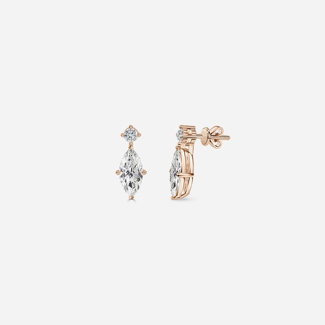 Drop Marquise Diamond Earrings In Rose Gold