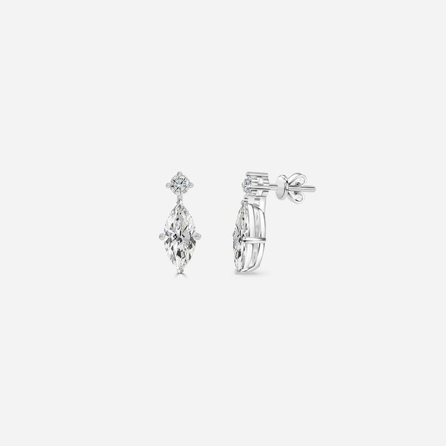 Drop Marquise Earrings In white Gold