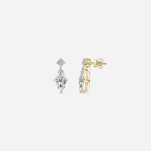 Drop Marquise Diamond Earrings In Yellow Gold