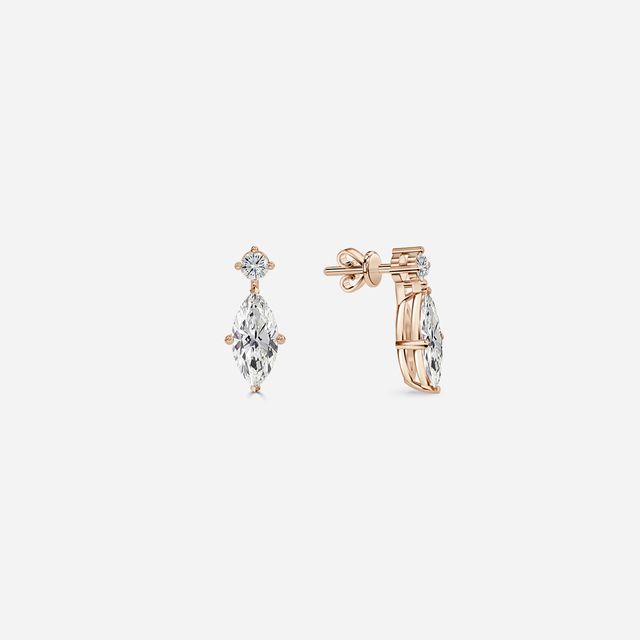 Drop Marquise Diamond Earrings In Rose Gold