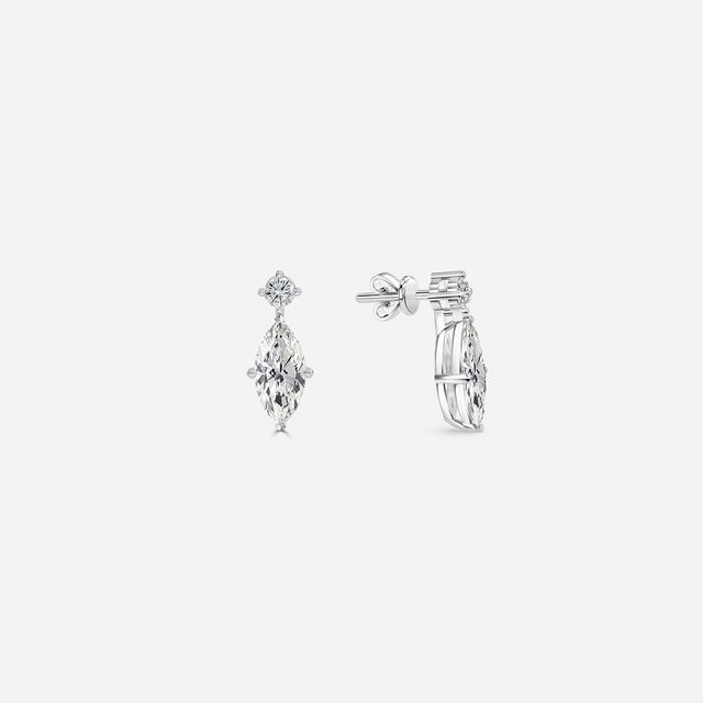 Drop Marquise Earrings In white Gold
