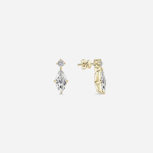 Drop Marquise Diamond Earrings In Yellow Gold