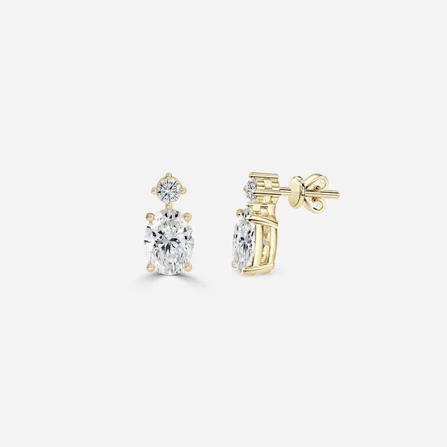 Drop Oval Earrings In Yellow Gold