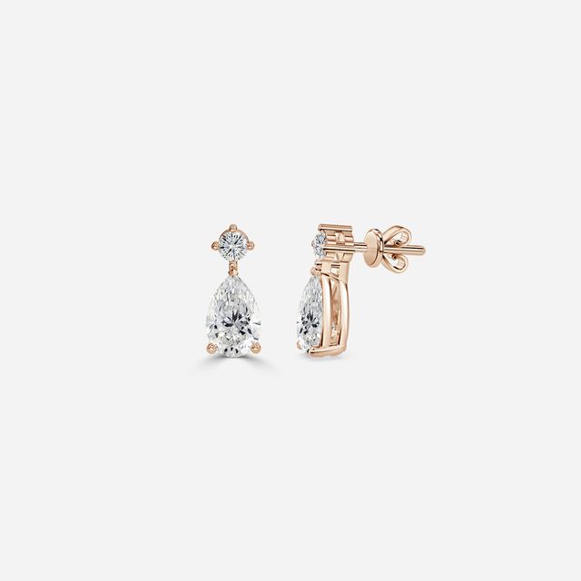 Drop Pear Earrings In Rose Gold