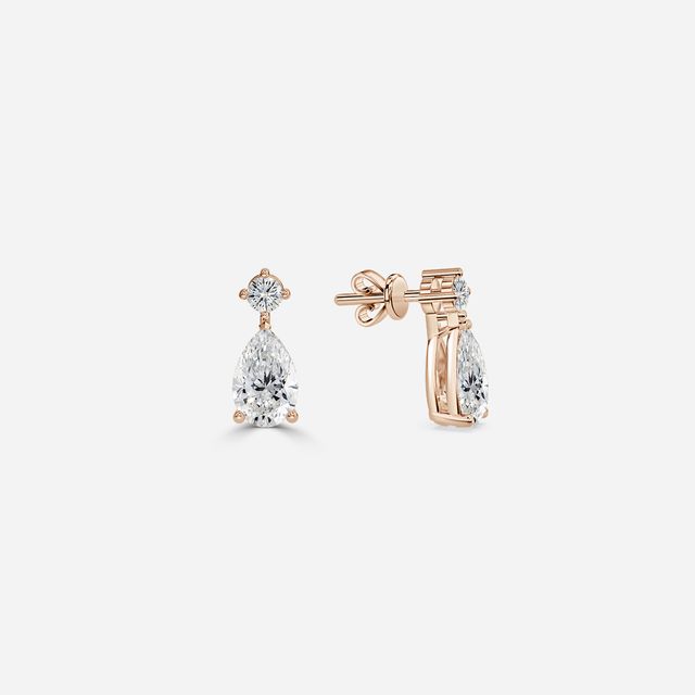 Drop Pear Earrings In Rose Gold