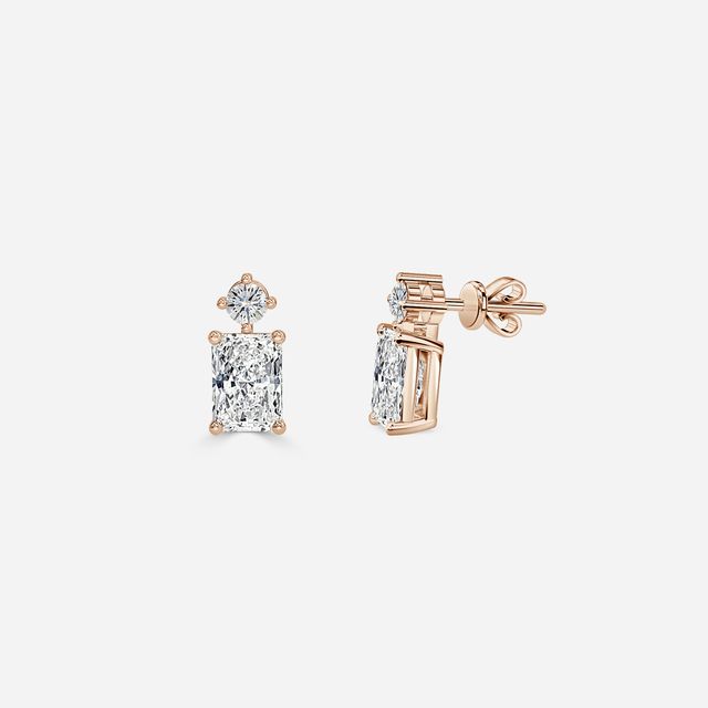 Drop Radiant Earrings In Rose Gold