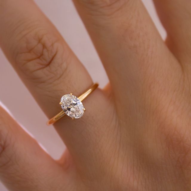 Oval Hidden Halo Rose Gold Lab Grown Engagement Ring- 0.79ct
