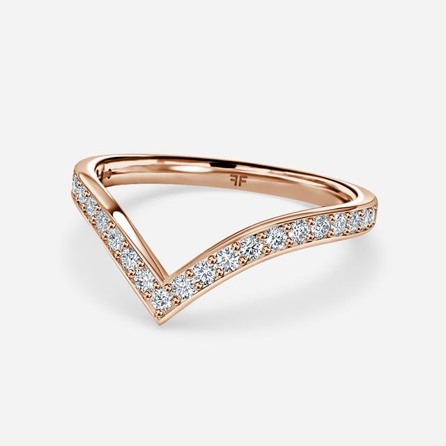 Diamond V Shaped Wedding Ring In Rose Gold