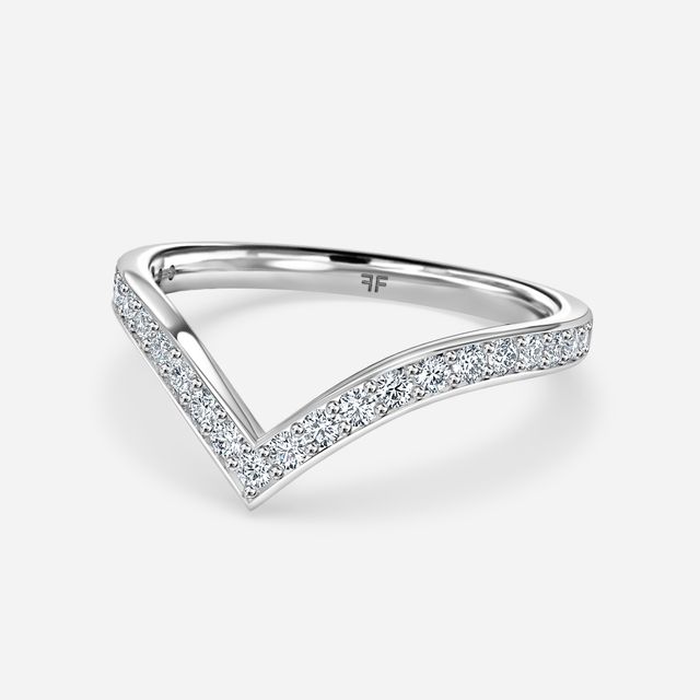 Diamond V Shaped Wedding Ring In Platinum