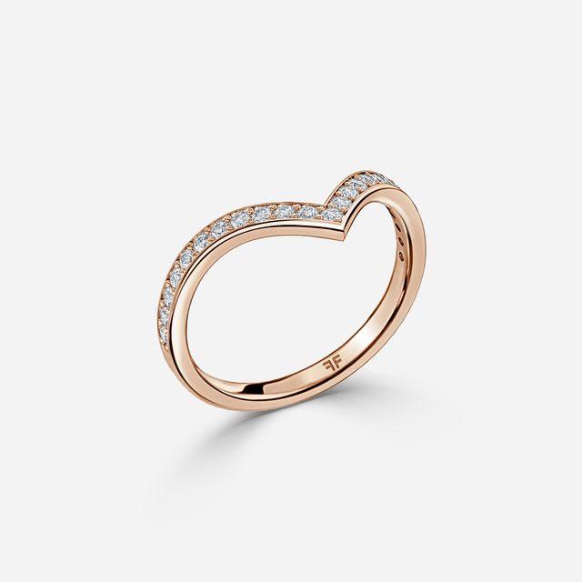 Diamond V Shaped Wedding Ring In Rose Gold