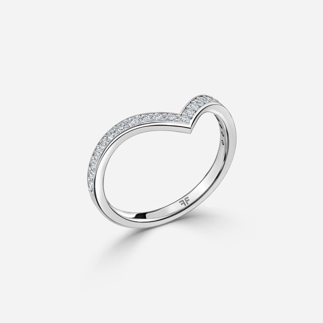 Diamond V Shaped Wedding Ring In White Gold