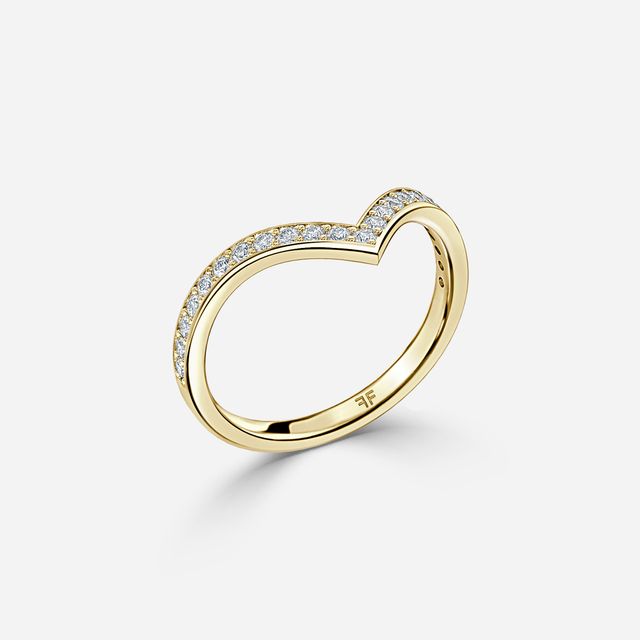 Diamond V Shaped Wedding Ring In Yellow Gold