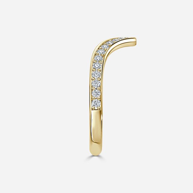 Diamond V Shaped Wedding Ring In Yellow Gold