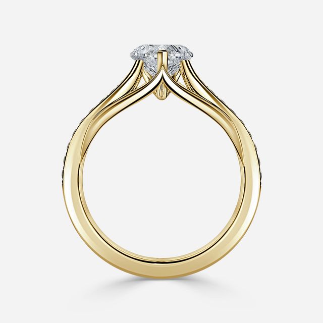 Olina Pave Yellow Gold Engagement Ring