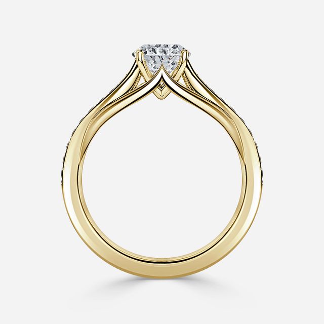 Olina Pave Yellow Gold Engagement Ring