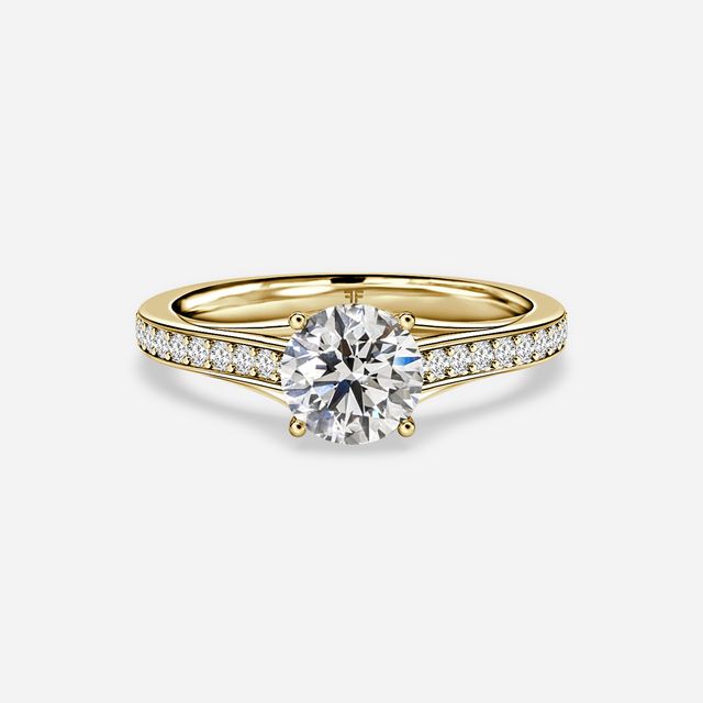 Olina Pave Yellow Gold Engagement Ring