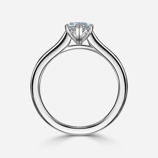 Rose Plain Engagement Ring In White Gold