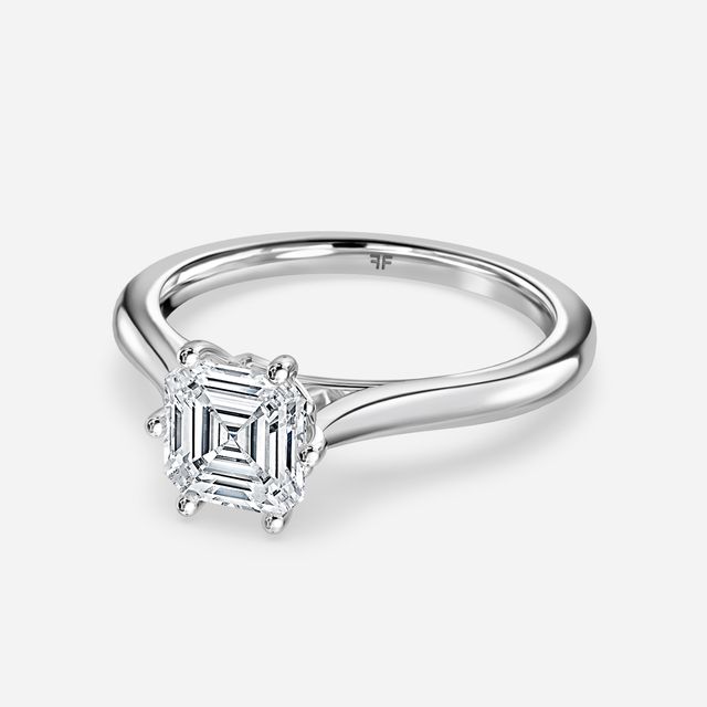 Rose Plain Engagement Ring In White Gold