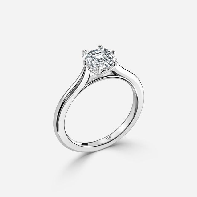 Rose Plain Engagement Ring In White Gold