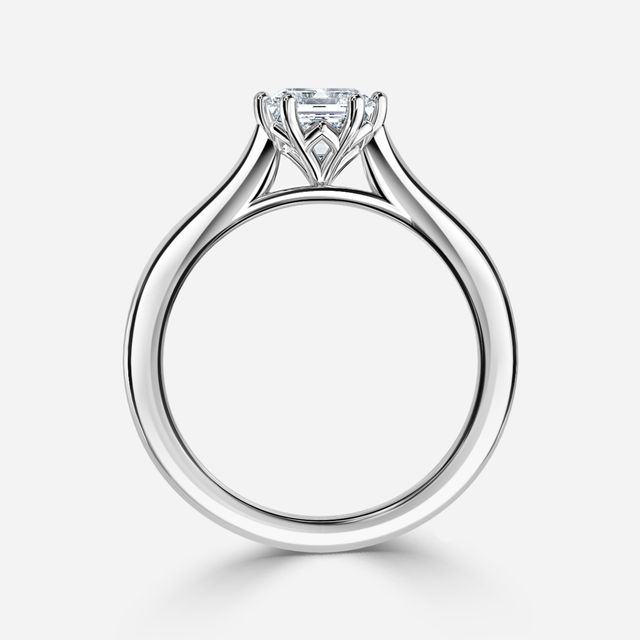 Rose Plain Engagement Ring In White Gold