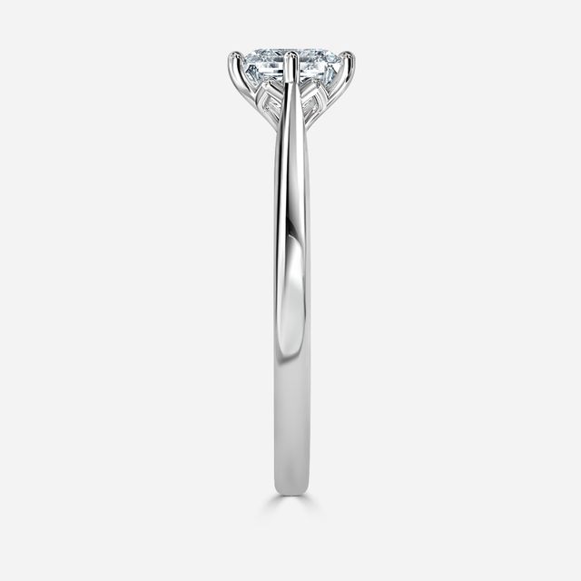 Rose Plain Engagement Ring In White Gold