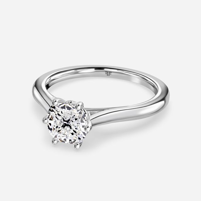 Rose Plain Engagement Ring In White Gold