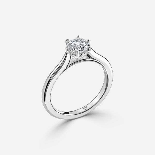 Rose Plain Engagement Ring In White Gold