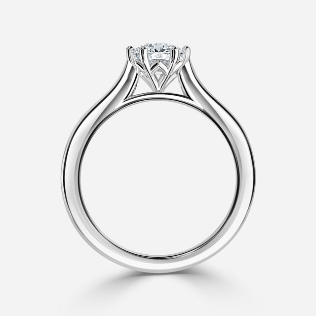 Rose Plain Engagement Ring In White Gold