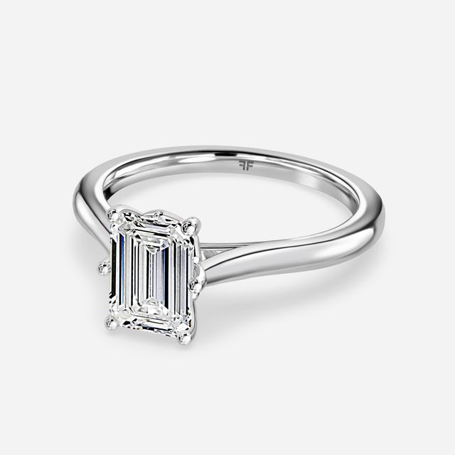 Rose Plain Engagement Ring In White Gold