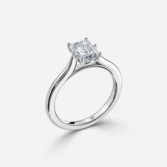 Rose Plain Engagement Ring In White Gold