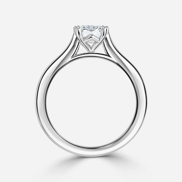 Rose Plain Engagement Ring In White Gold