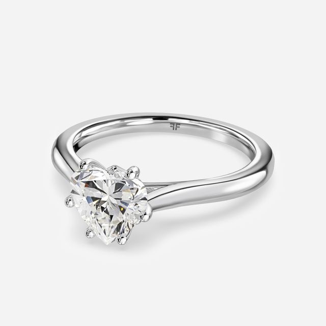 Rose Plain Engagement Ring In White Gold