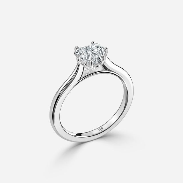Rose Plain Engagement Ring In White Gold
