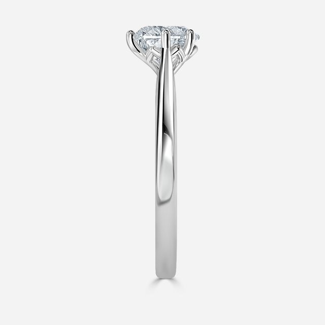 Rose Plain Engagement Ring In White Gold