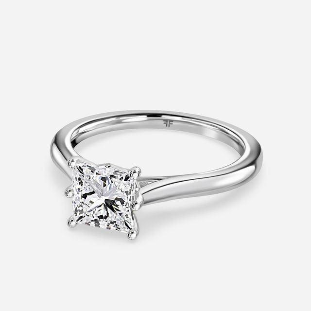 Rose Plain Engagement Ring In White Gold