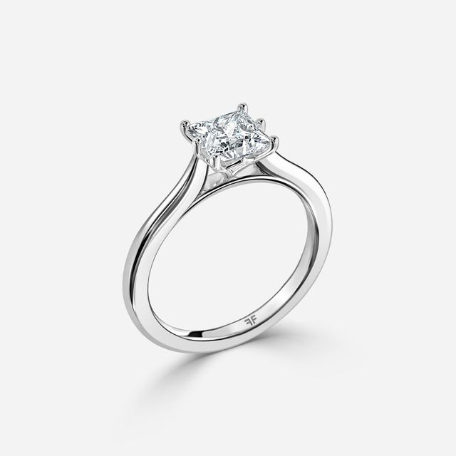 Rose Plain Engagement Ring In White Gold