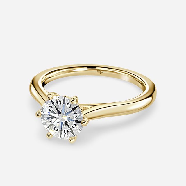 Rose Plain Engagement Ring In Yellow Gold