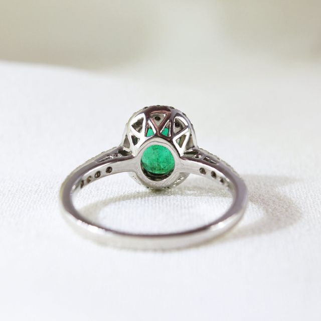 Oval Emerald Halo Engagement Ring 1.00ct