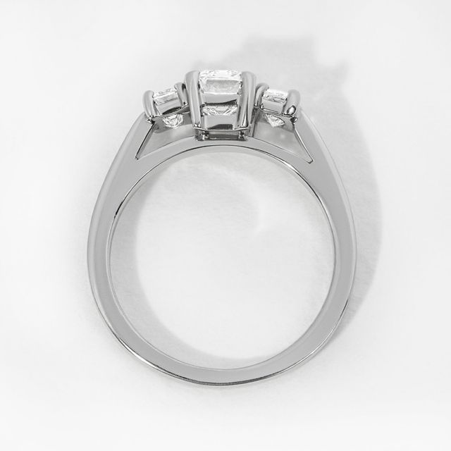 Emerald Lab Grown Diamond Trilogy Engagement Ring- 0.87ct