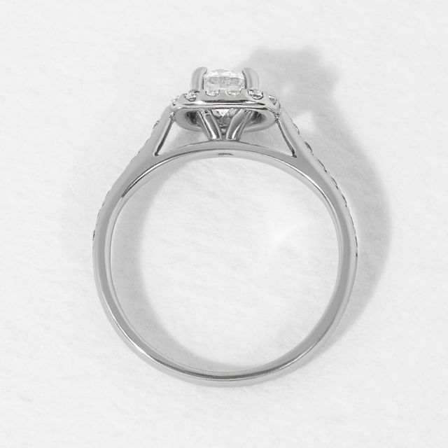 Round Halo White Gold Engagement Ring - 0.30ct
