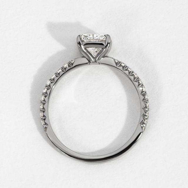 Platinum Diamond Band Engagement Ring Cushion Lab Diamond - 1.40ct
