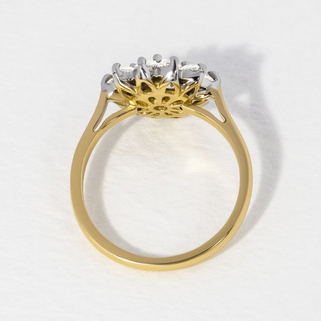 Round Two Tone Daisy Cluster Engagement Ring- 0.70ct