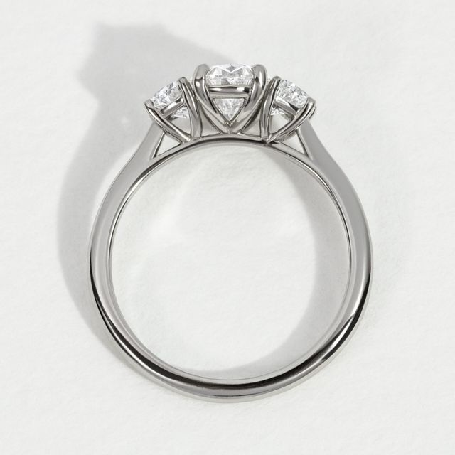 Platinum Oval Half Moon Trilogy Engagement Ring- 1.47ct