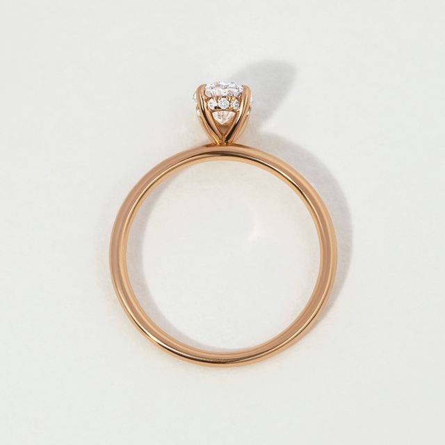 Oval Hidden Halo Rose Gold Lab Grown Engagement Ring- 0.79ct
