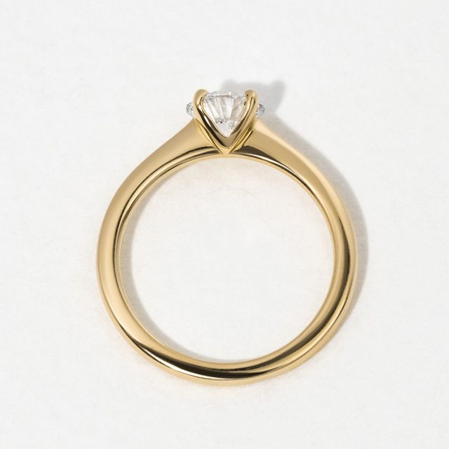 Yellow Gold Solitaire Engagement Ring Round Lab Diamond - 1.00ct
