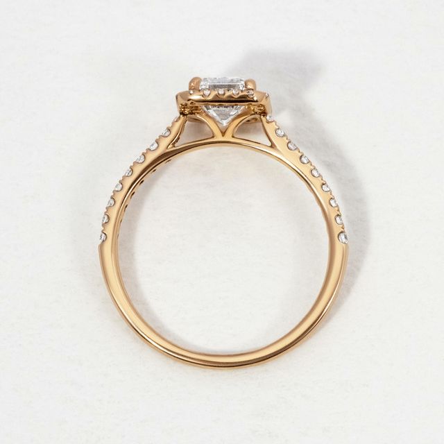 Rose Gold Emerald Halo Engagement Ring- 1.01ct