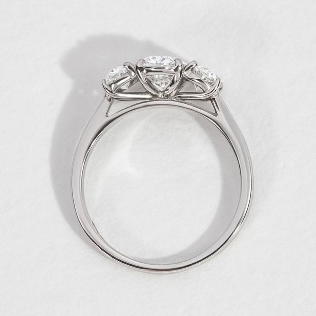Platinum Oval Trilogy Lab Grow Diamond Engagement Ring