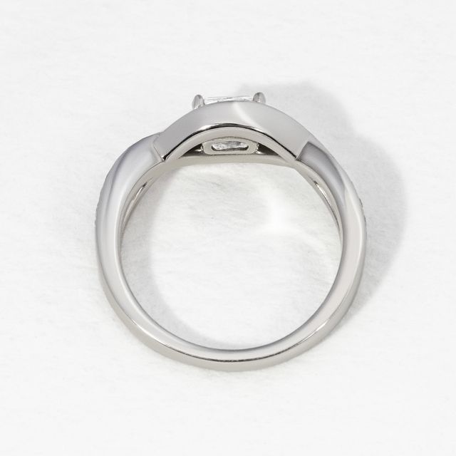 Cushion Platinum Entwined Halo Diamond Engagement Ring 0.51ct