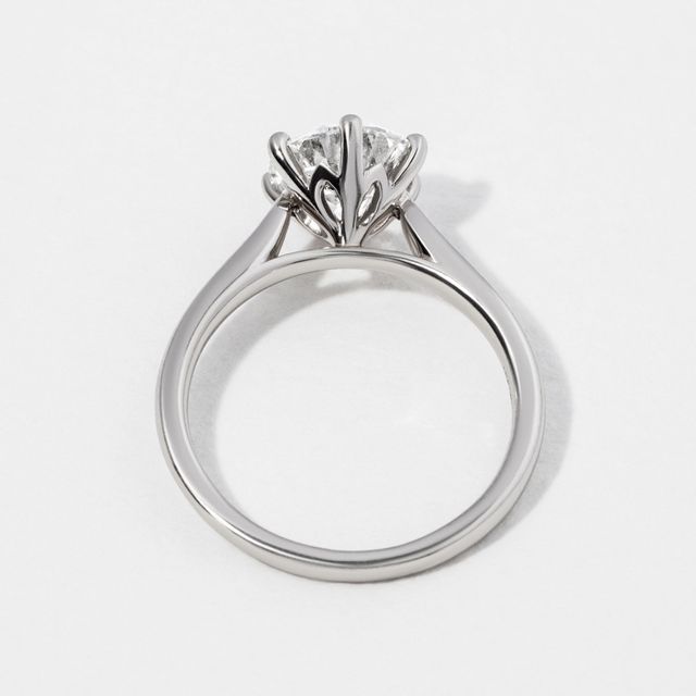 Round Six Claw Platinum Solitaire Lab Grown Engagement Ring